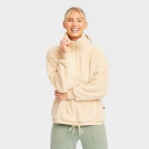 Joylab cream fleece quarterzip pullover sweatshirt